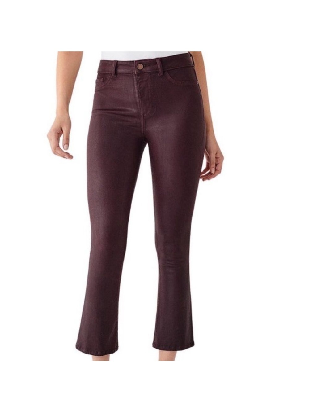 DL1961 Bridget Boot High-Rise Flare Jeans in Saffron Coated